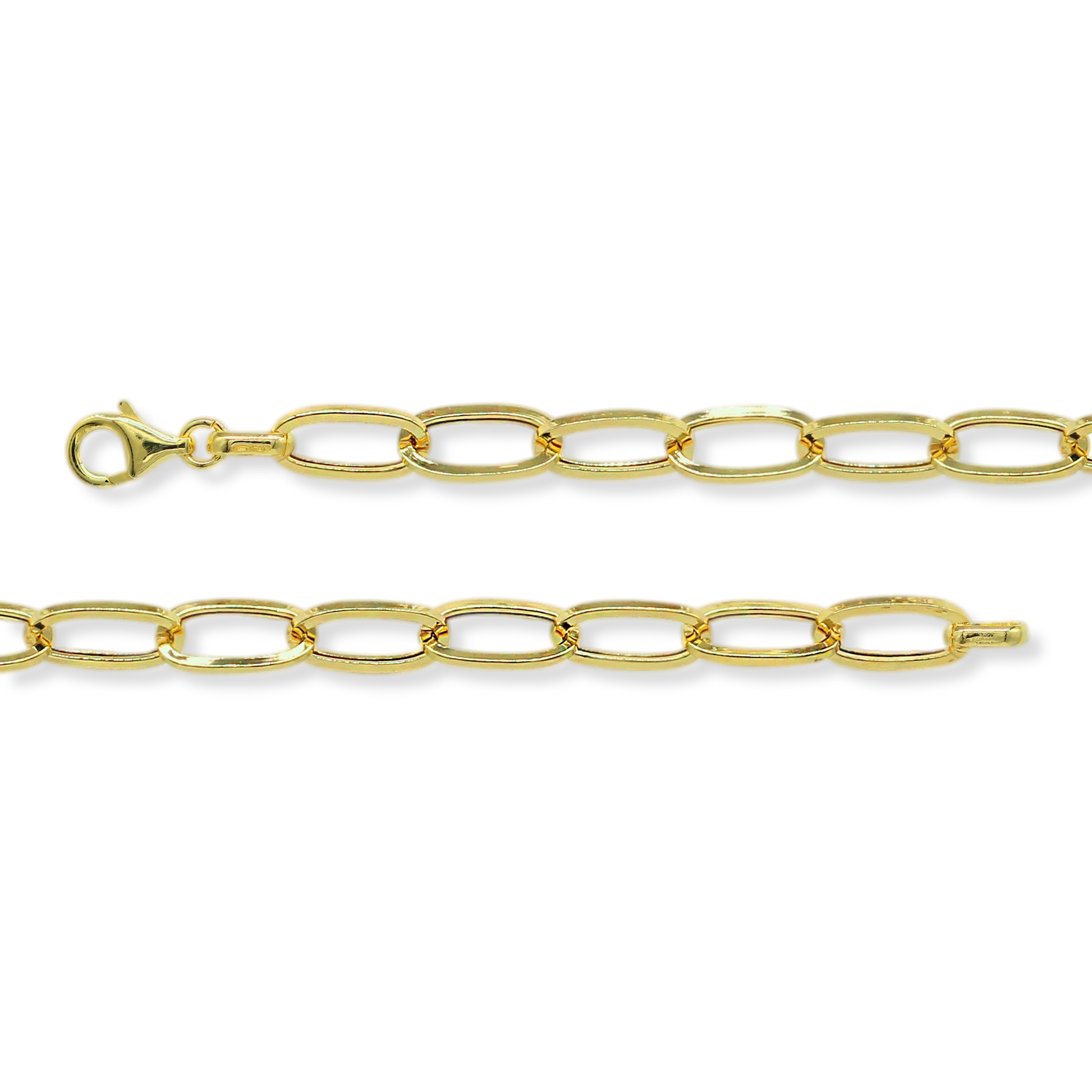 Stellari Gold Italian Polished Thin Oval Link Bracelet