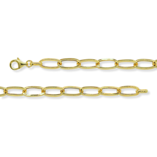 Stellari Gold Italian Polished Thin Oval Link Bracelet