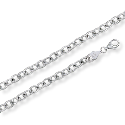 Textured Oval Cable Link Bracelet