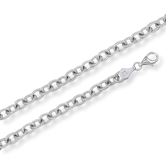 Textured Oval Cable Link Bracelet